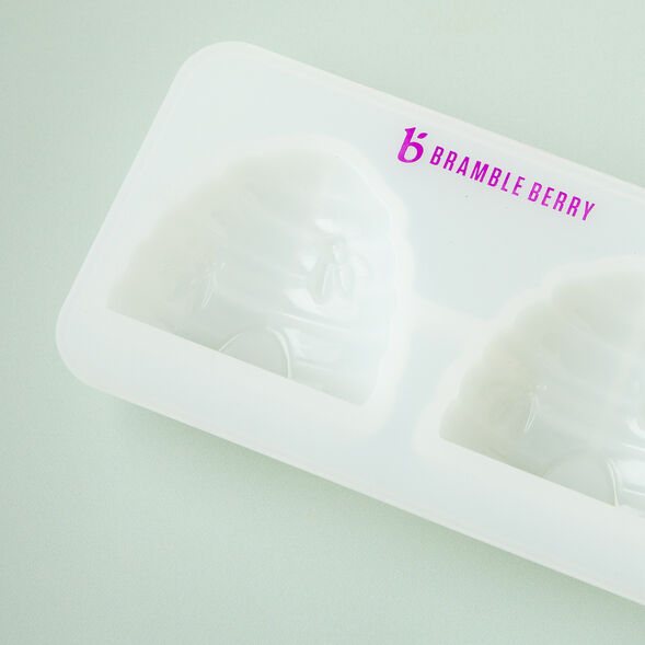 Close up of a 2 Cavity Silicone Beehive Mold for Soap Making